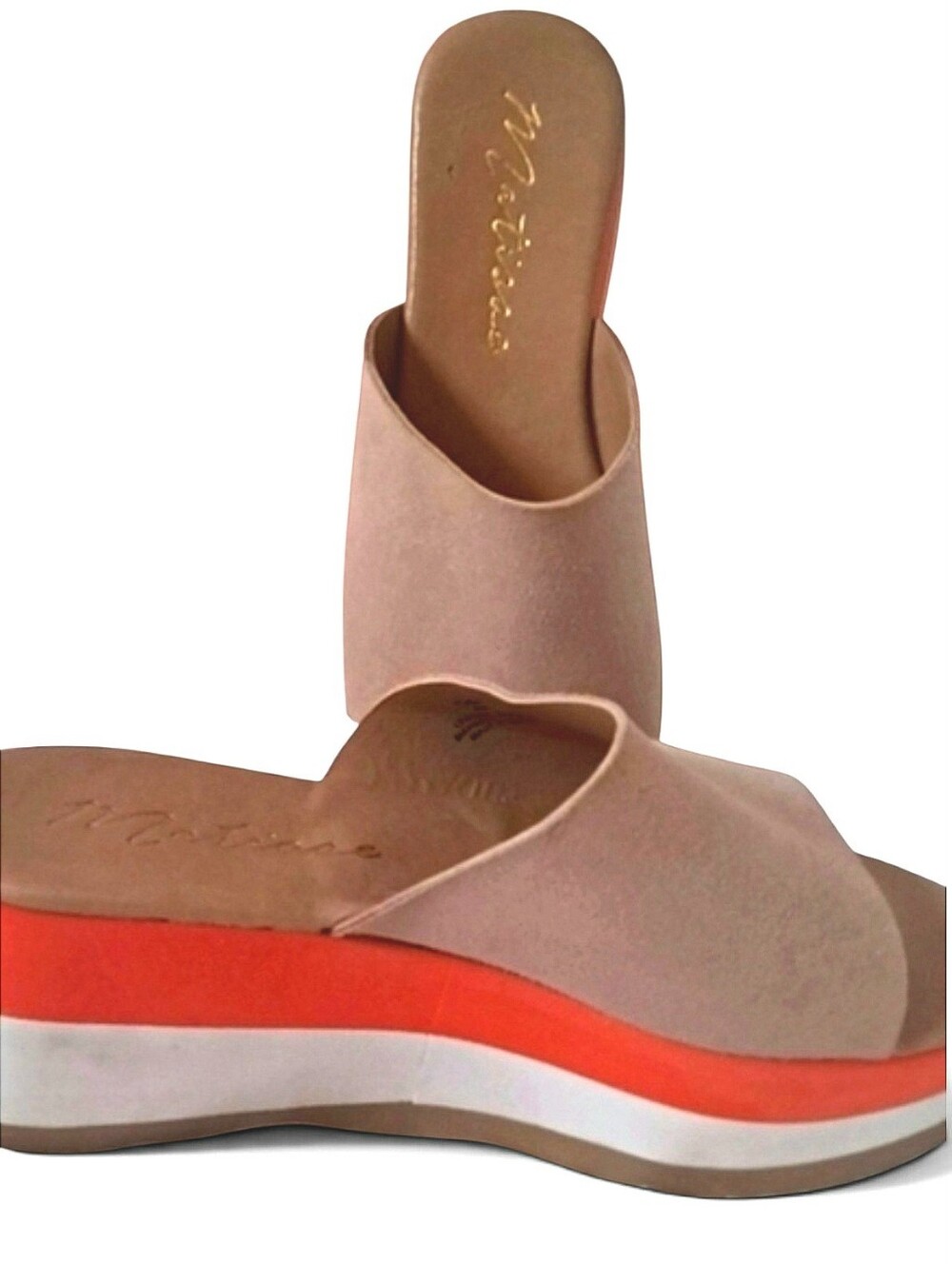 Matisse Femme Wedge Sandals NWOT Sz 9 Orange/White